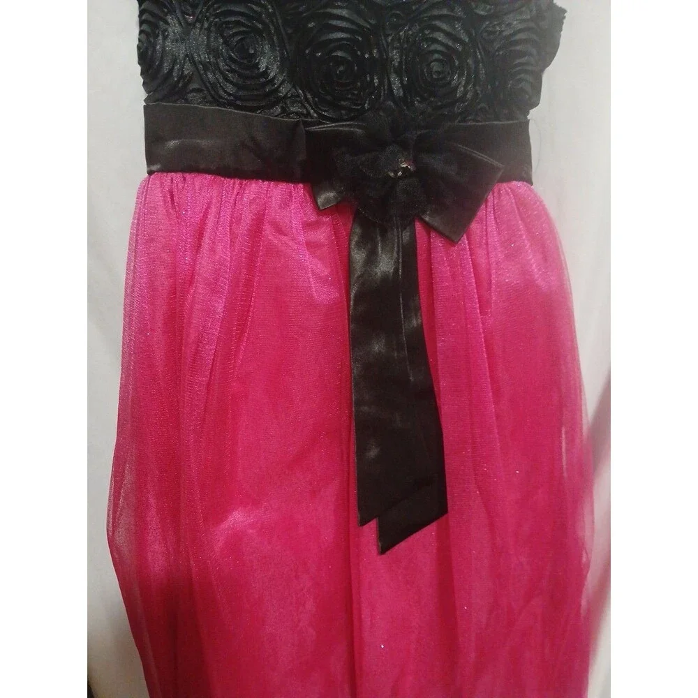Stunning Girl's Chic Fuchsia/Black Flower Girl Pageant Party Dress Size 11-12 Y